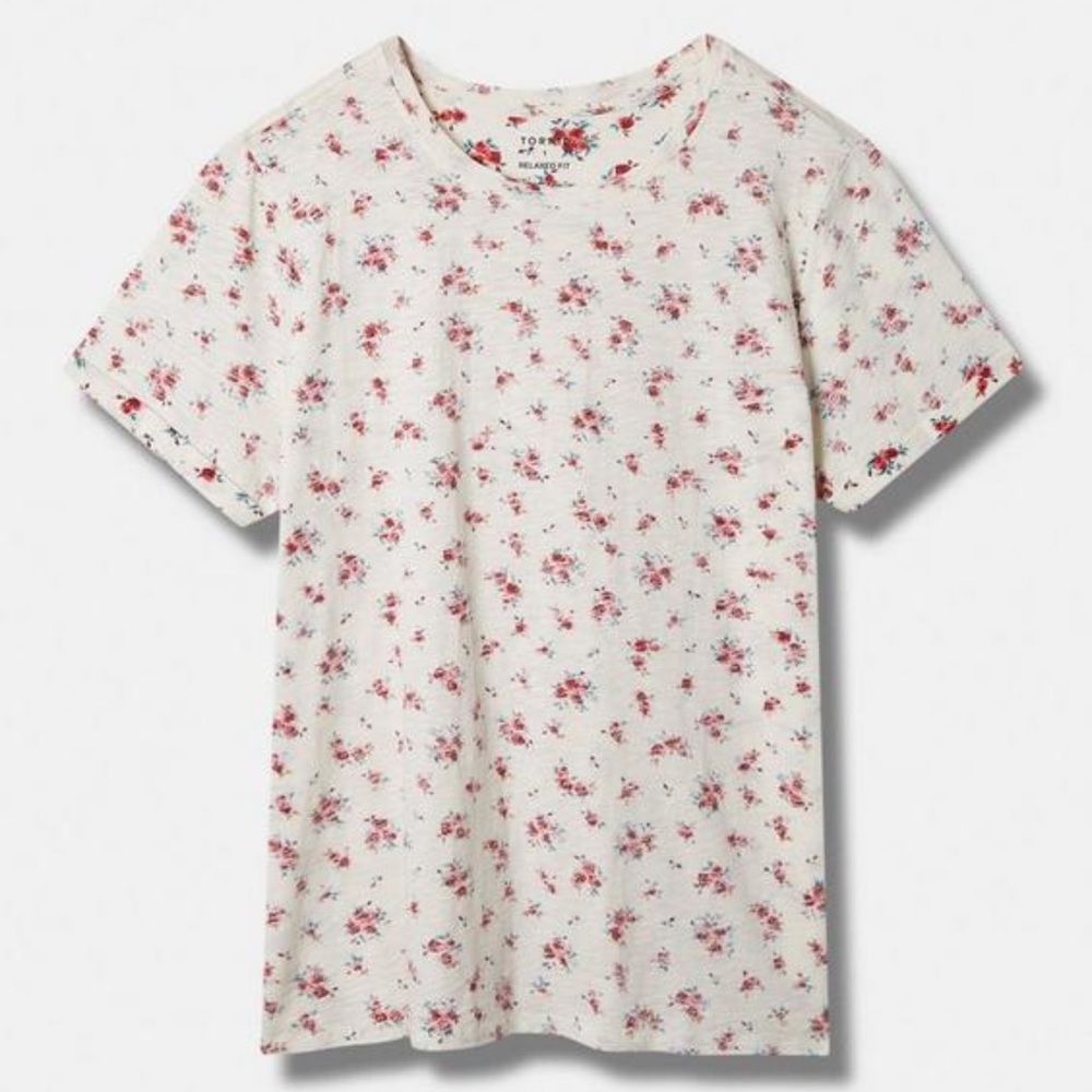 NWT Floral Relaxed Fit Heritage Slub Roll Sleeve Tee